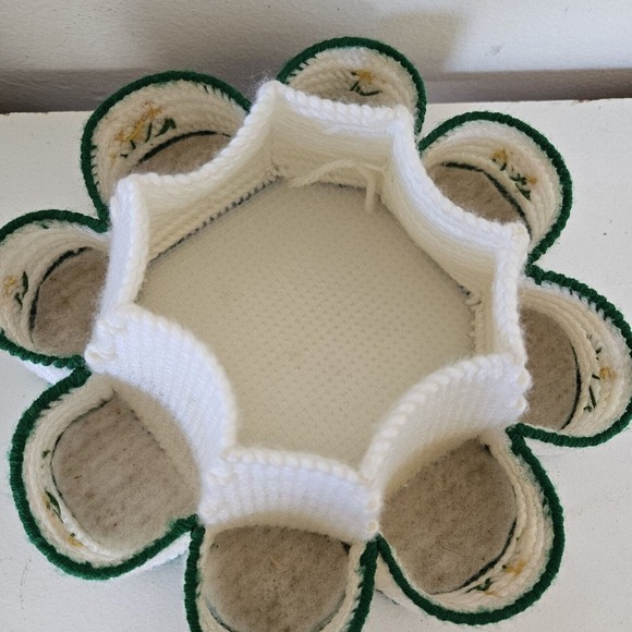 Vtg Handmade Plastic Canvas Table Top Doll Floral W/Organization Trinket Holder - Picture 10 of 13